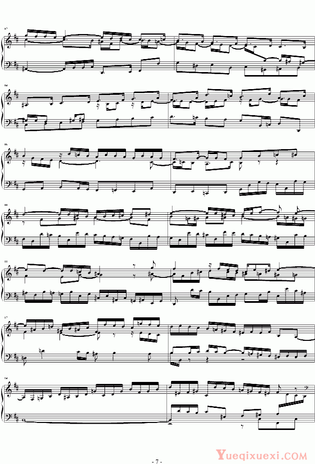 巴赫 P.E.Bach Fuga h-moll 钢琴谱