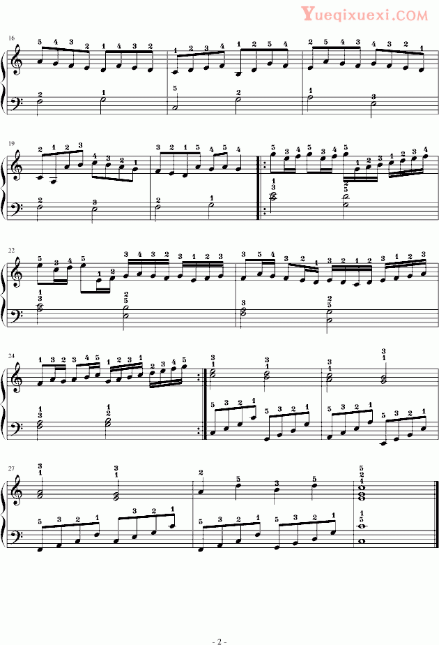 帕赫贝尔 Pachelbel C调卡农全指法最简版 钢琴谱