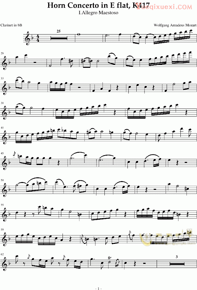 莫扎特 降E大调圆号协奏曲 bB单簧管版