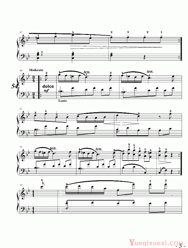 车尔尼 Czerny 练习曲给初学者51至54