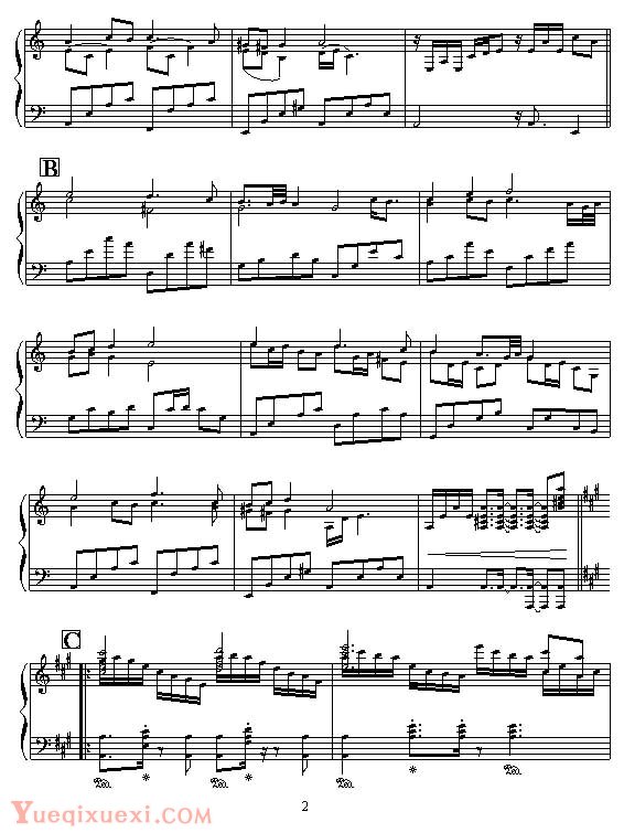 克莱德曼 蓝色的爱 钢琴名人名曲五线谱