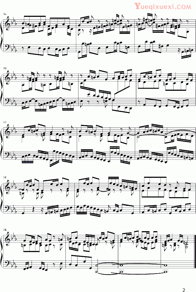 巴赫 P.E.Bach 平均律 BWV847 赋格 钢琴谱