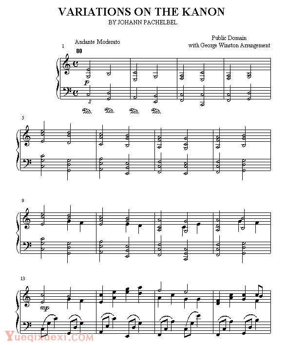 赫贝尔-Pachelbel Kanon by Pachelbel  钢琴名人名曲五线谱