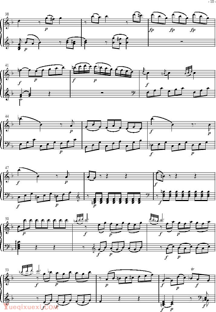 莫扎特 奏鸣曲 Sonatas K279 Mvt.2   钢琴名人名曲五线谱