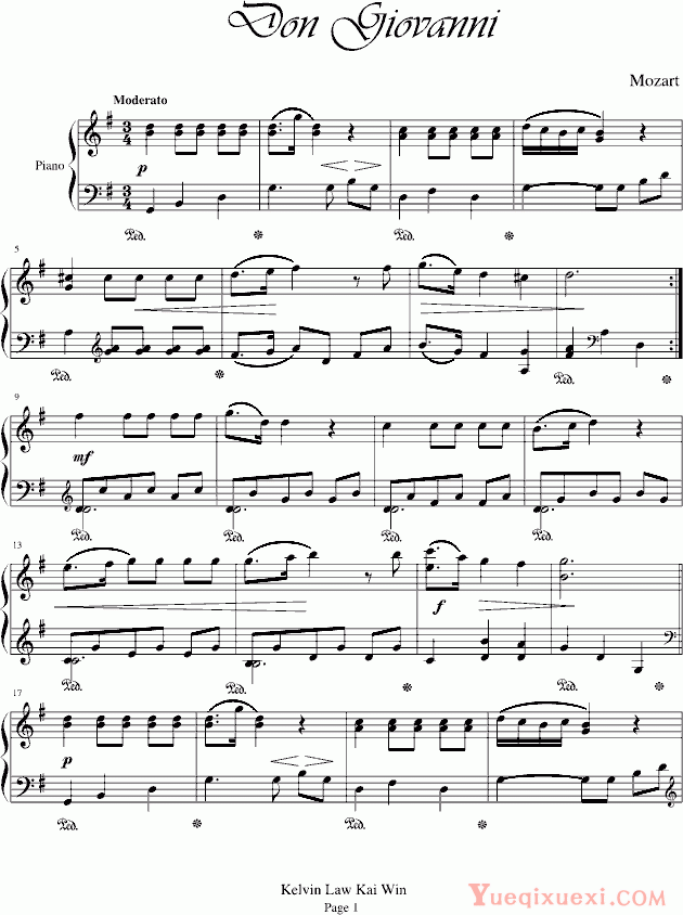 莫扎特 唐·喬望尼 Don Giovanni 钢琴谱