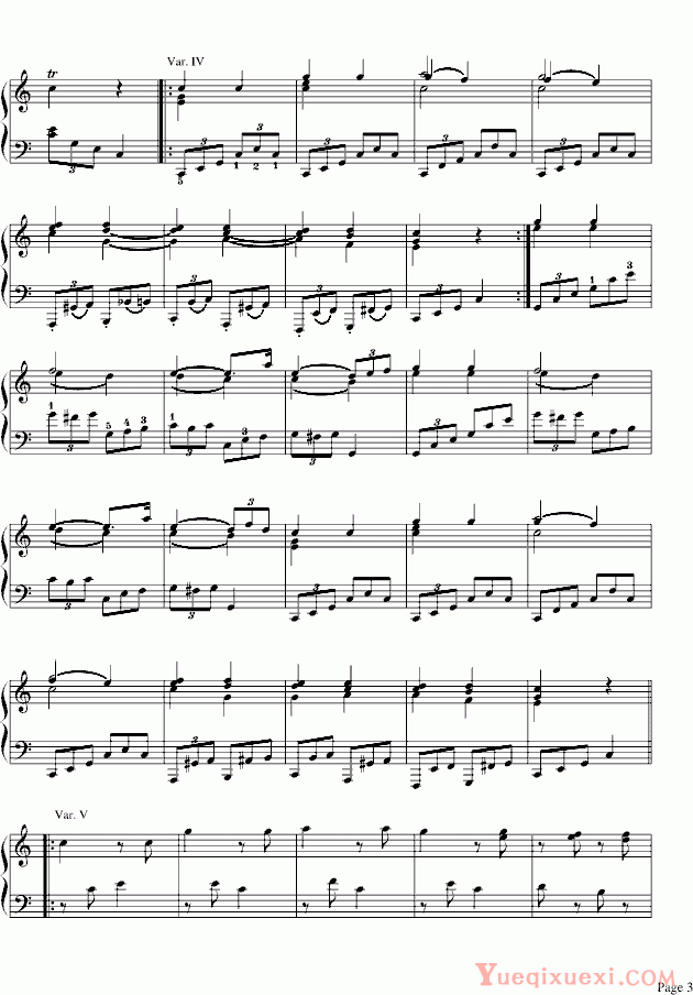 莫扎特 小星星变奏曲 钢琴谱