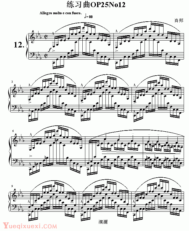 肖邦-chopin 练习曲OP25No12(钢琴名人名曲)