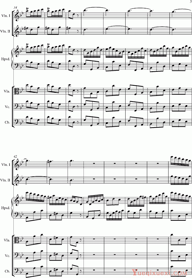 亨德尔 羽管键琴协奏曲 第三乐章 有节制的快板 钢琴谱