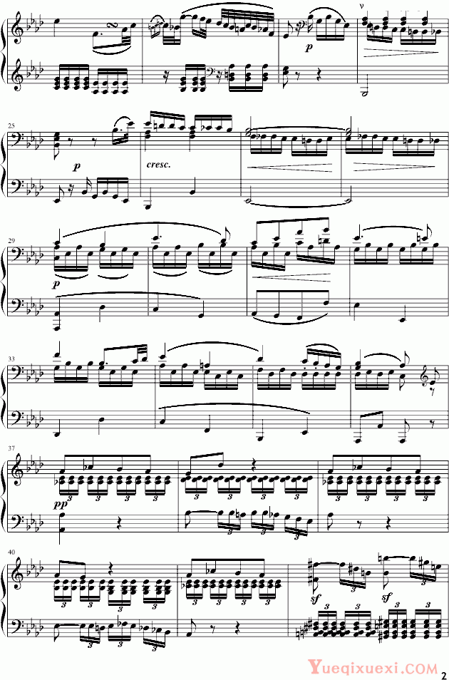贝多芬beethoven 《悲怆奏鸣曲》第二乐章 钢琴谱