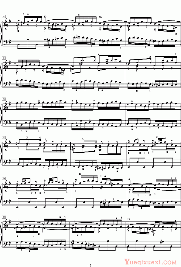 J.S.巴赫 前奏曲 英国组曲5 钢琴谱