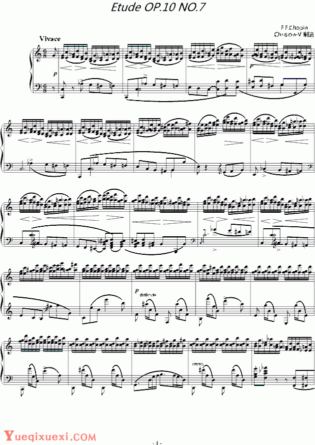 chopin《肖邦练习曲-Etude OP.10 No.7》钢琴谱