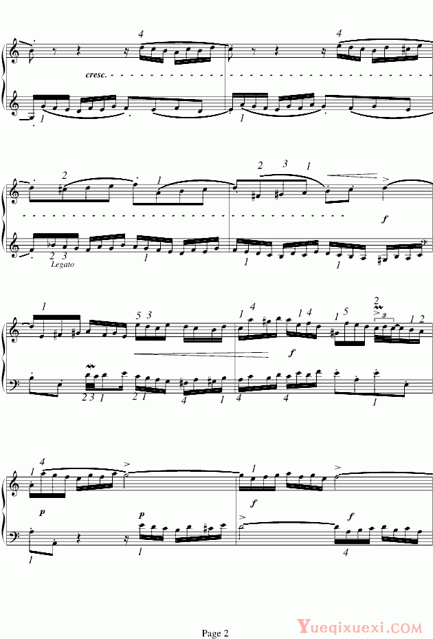 巴赫 P.E.Bach 二部创意曲 NO.1 钢琴谱