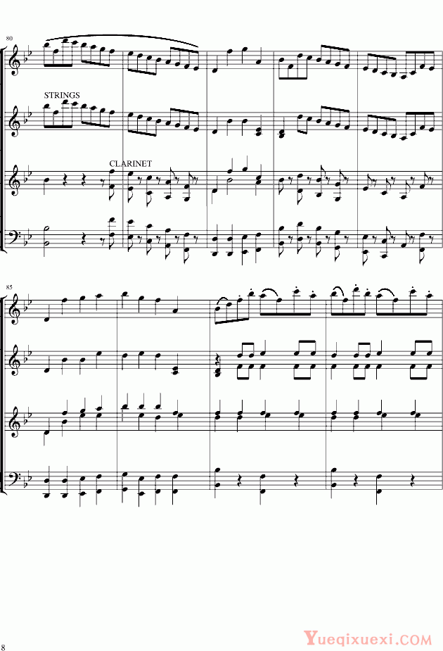 莫扎特g小调第40交响曲第一乐章电子琴总谱与钢琴谱