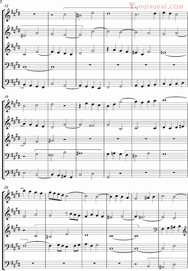 巴赫 #c小调赋格声部分析谱（选自巴赫平均律第一册） 钢琴谱