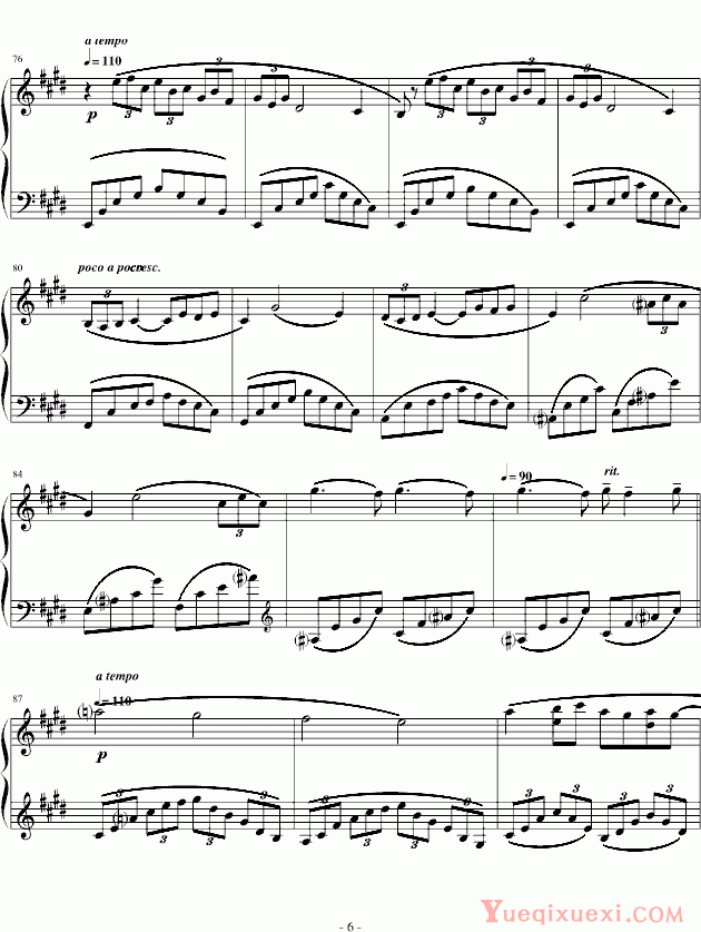 克莱德曼 阿拉贝斯克14章节 钢琴谱