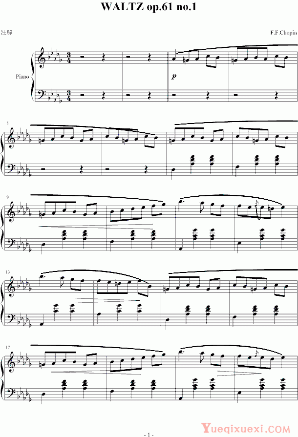 肖邦 chopin WALTZ op.61 no.1