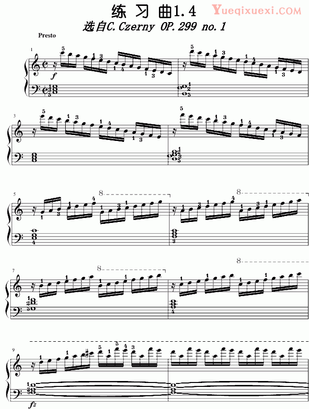车尔尼 Czerny 练习曲1.4