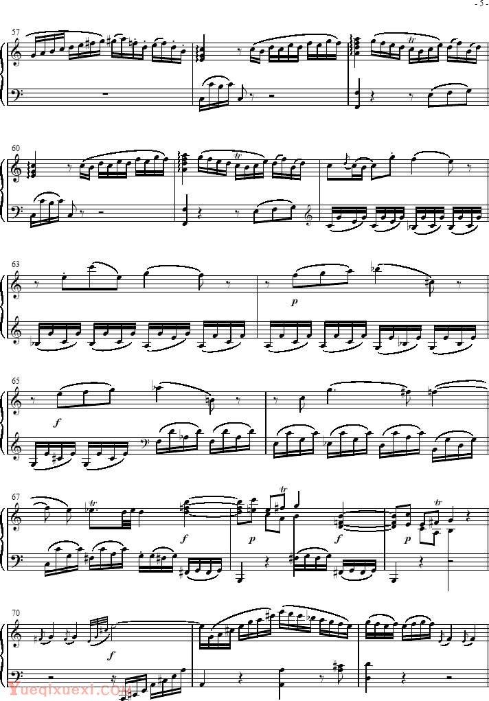 莫扎特 奏鸣曲 Sonatas K279 Mvt.1 钢琴名人名曲五线谱