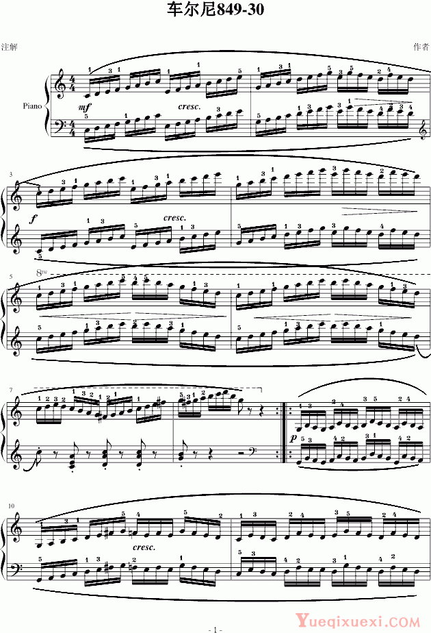 车尔尼Czerny 车尔尼Op849 No.30 钢琴谱
