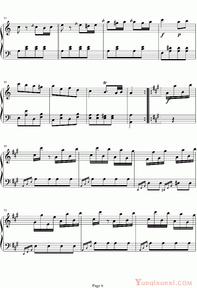 莫扎特 土耳其进行曲（改编版） 钢琴谱