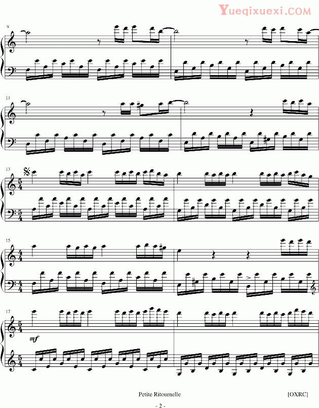 克莱德曼Petite Ritournelle 欢乐的反复 钢琴谱