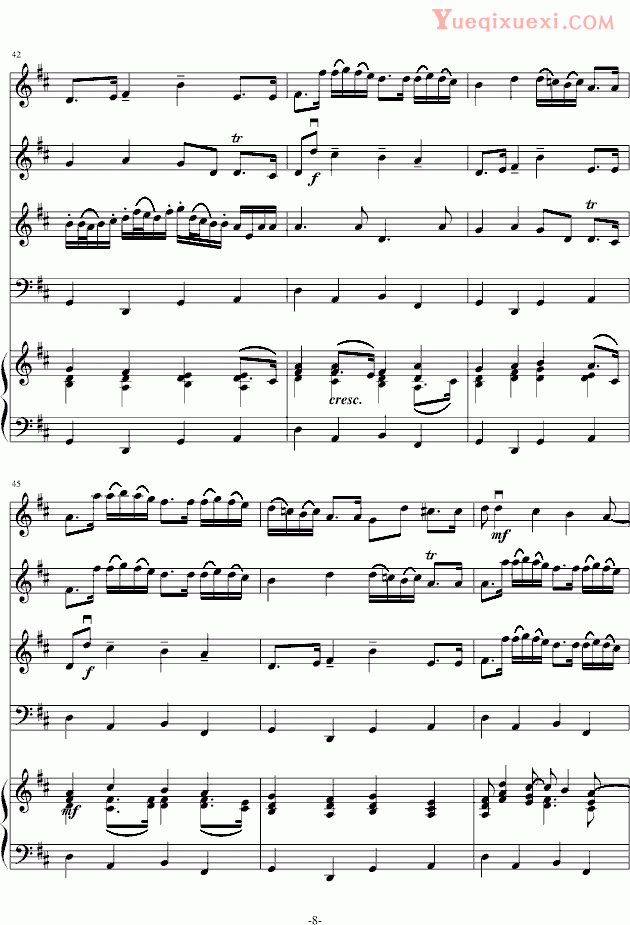帕赫贝尔 Pachelbel 卡农（原版）三小提、大提及钢琴谱
