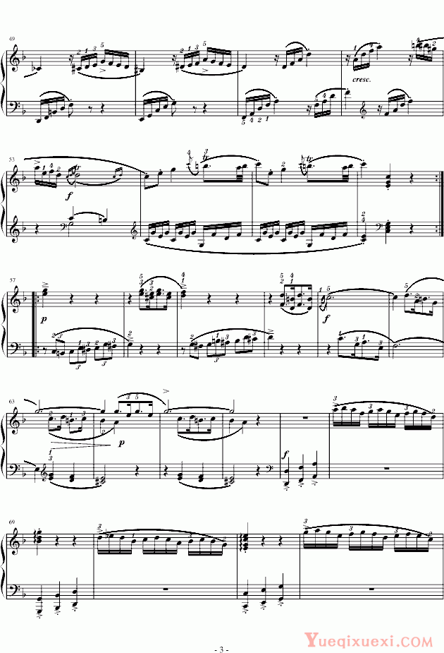 莫扎特 F大调钢琴奏鸣曲第一乐章