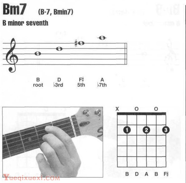 Bm,Bm7吉他和弦指法图按法查询