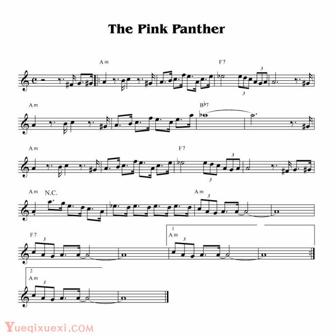 萨克斯谱：粉红豹（the pink panther ）