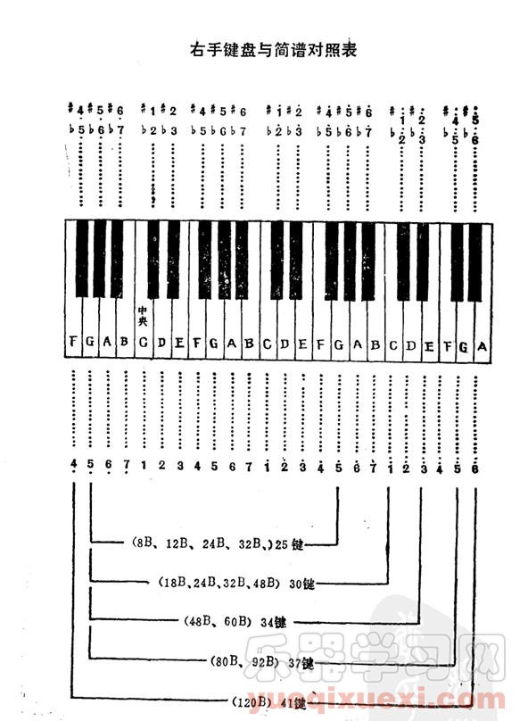 手风琴右手键盘与五线谱对照表