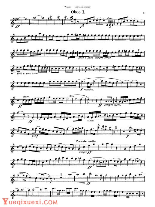 双簧管曲谱【纽伦堡的名歌手序曲】双簧管分谱