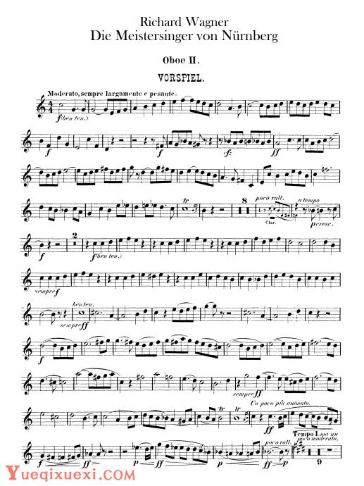 双簧管曲谱【纽伦堡的名歌手序曲】双簧管分谱