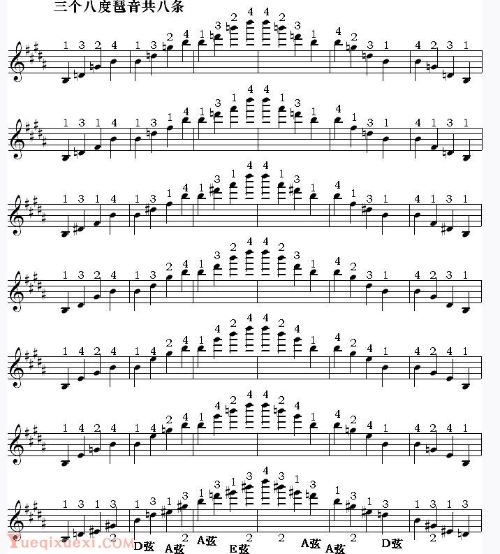 邓文汉小提琴《半音模进式》琶音练习四 介绍B调（五个升号）