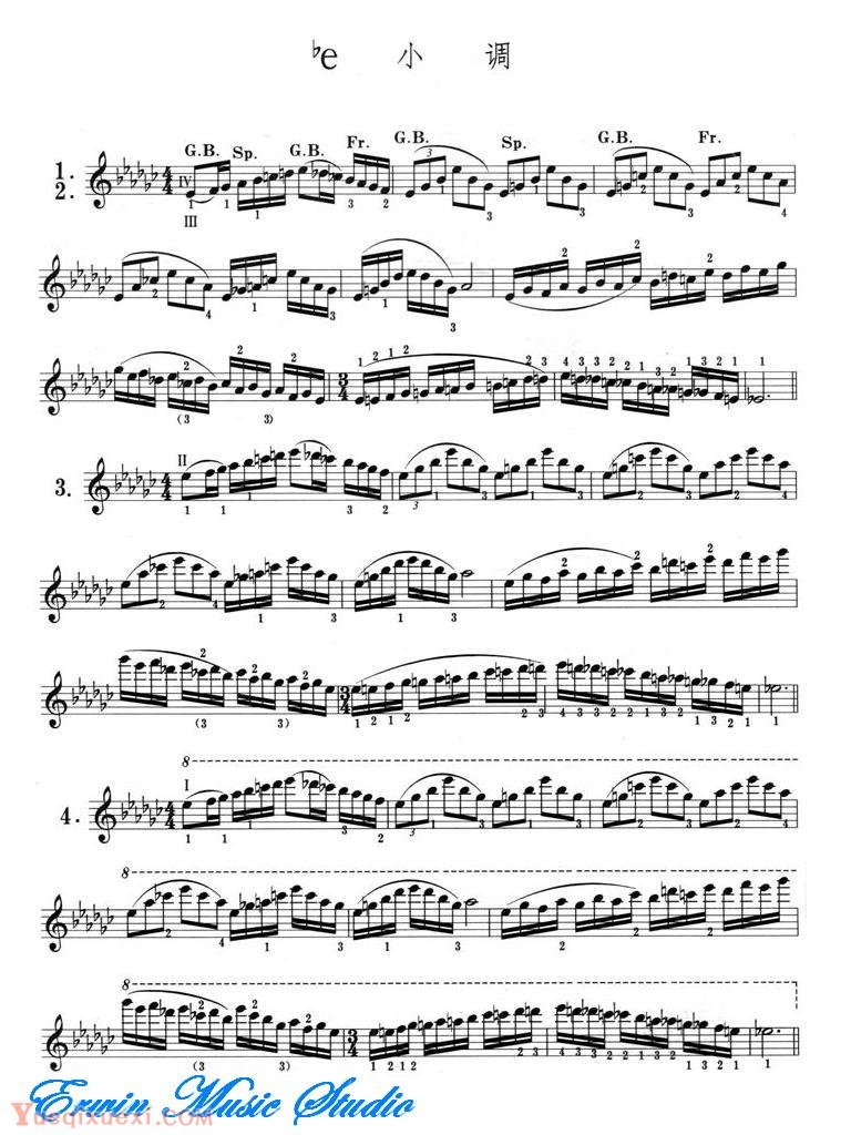 小提琴音阶体系 每日大、小調音阶练习 be小调