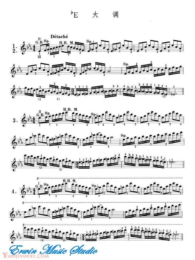 小提琴音阶体系小提琴音阶体系 每日大、小調音阶练习7 bE大调