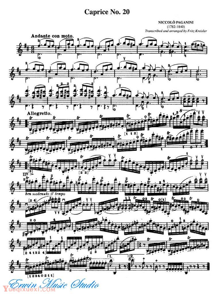 克莱斯勒-帕格尼尼-第20首随想曲 Niccolò Paganini  Caprice No.20