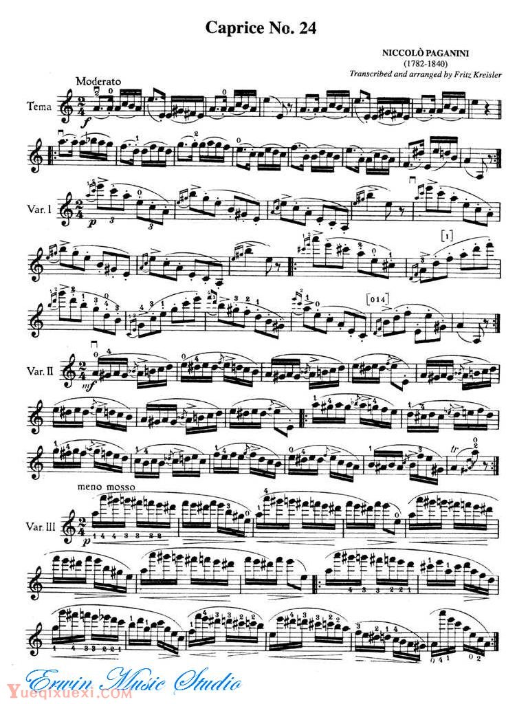 克莱斯勒-帕格尼尼-第24首随想曲  Niccolò Paganini  Caprice No.24