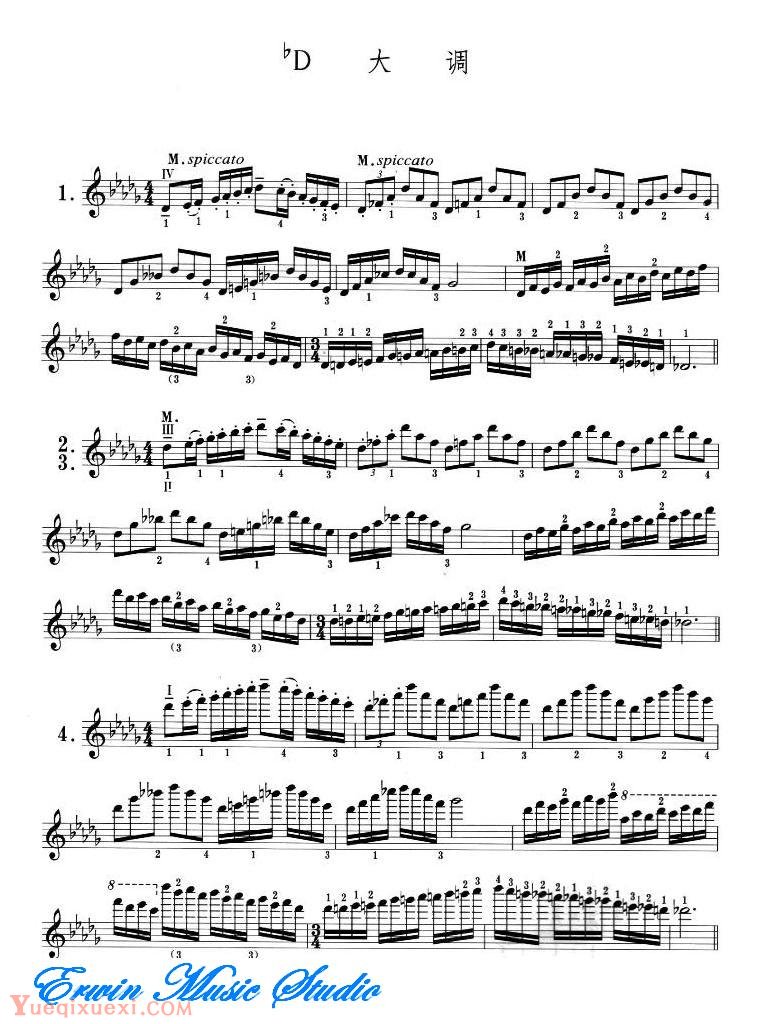 小提琴音阶体系 每日大、小調音阶练习11 bD大调