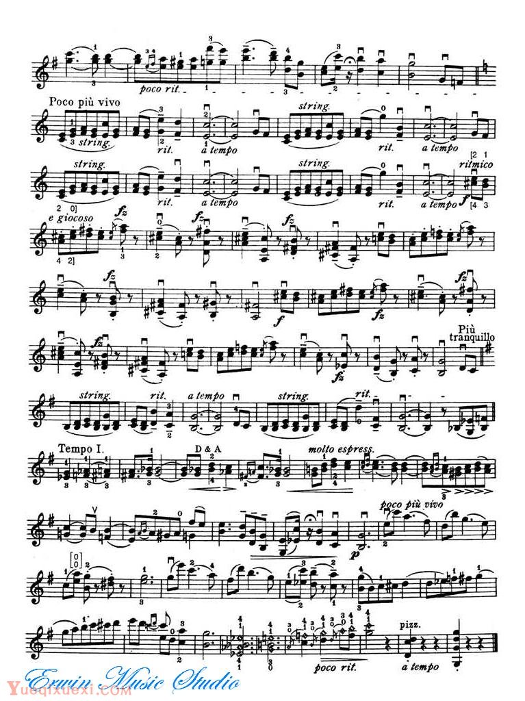 克莱斯勒-德沃夏克-G大调斯拉夫舞曲第3号Violin  Slavonic Dance No.3 G Major Op.72,No.8