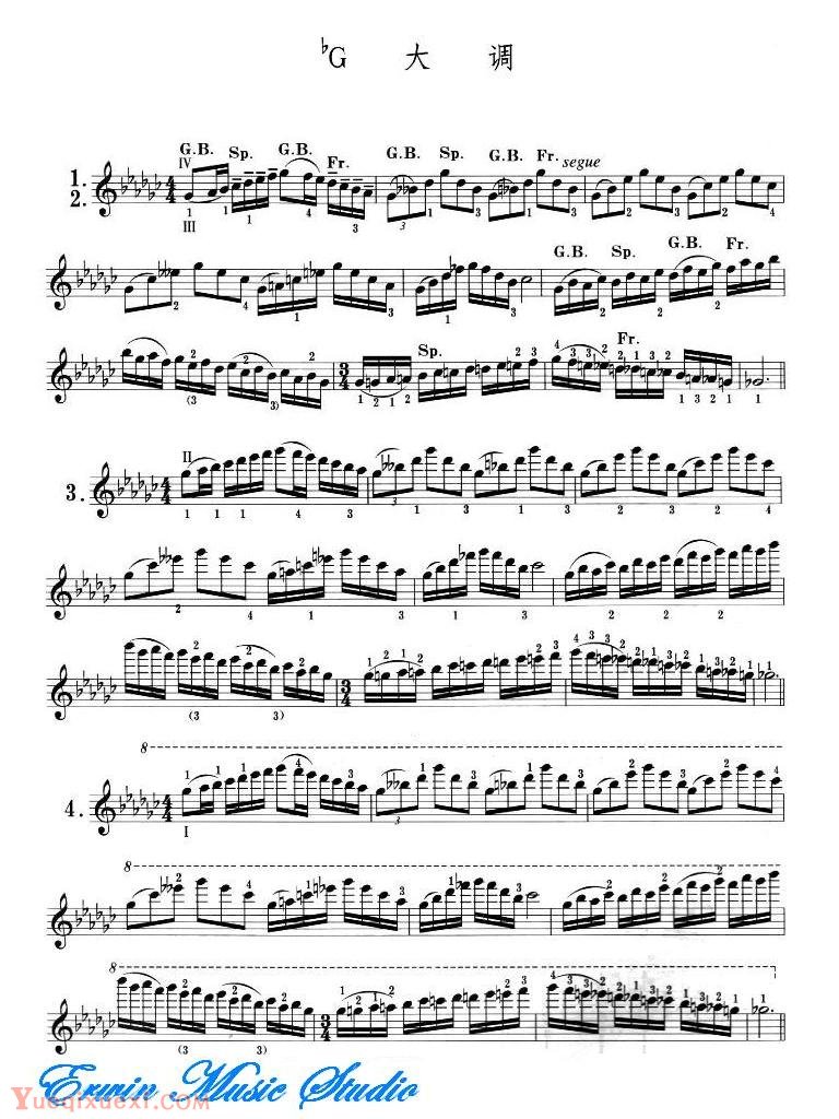 小提琴音阶体系 每日大、小調音阶练习 bG大调