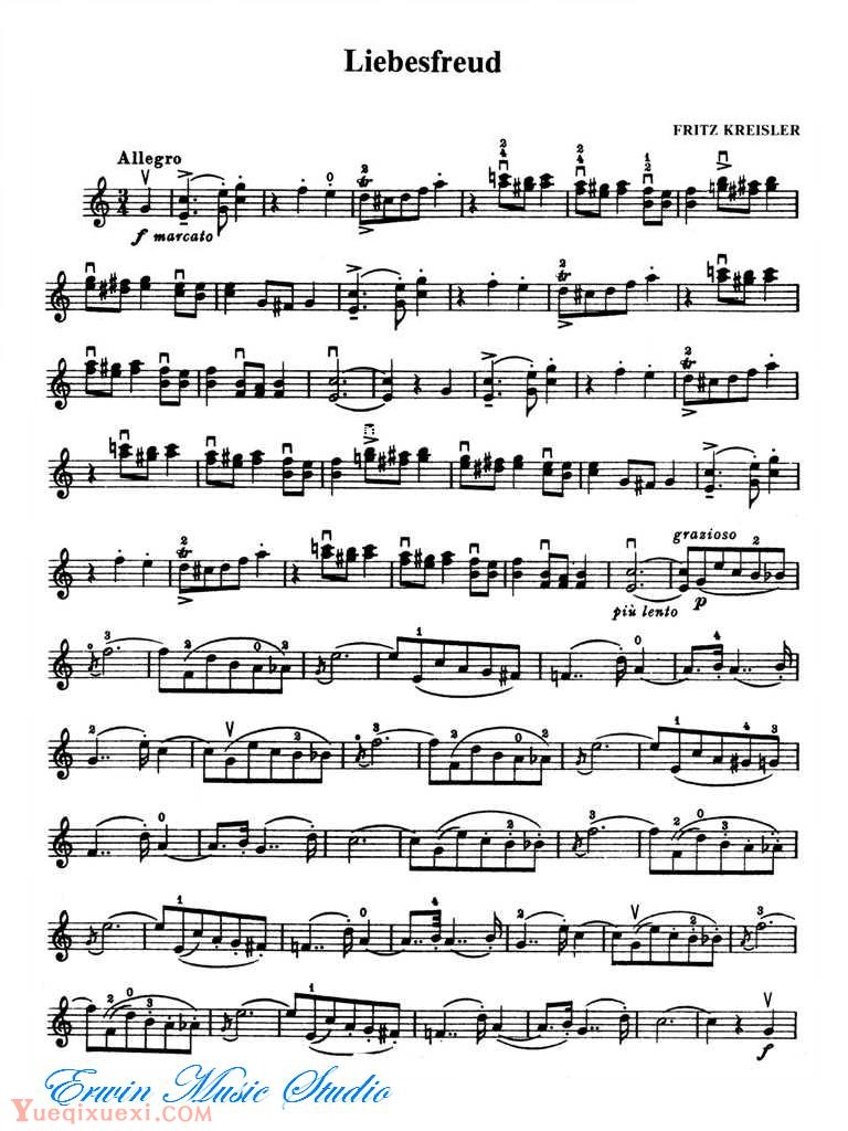 克莱斯勒-爱的喜悦Violin  Fritz Kreisle, Liebesfreud