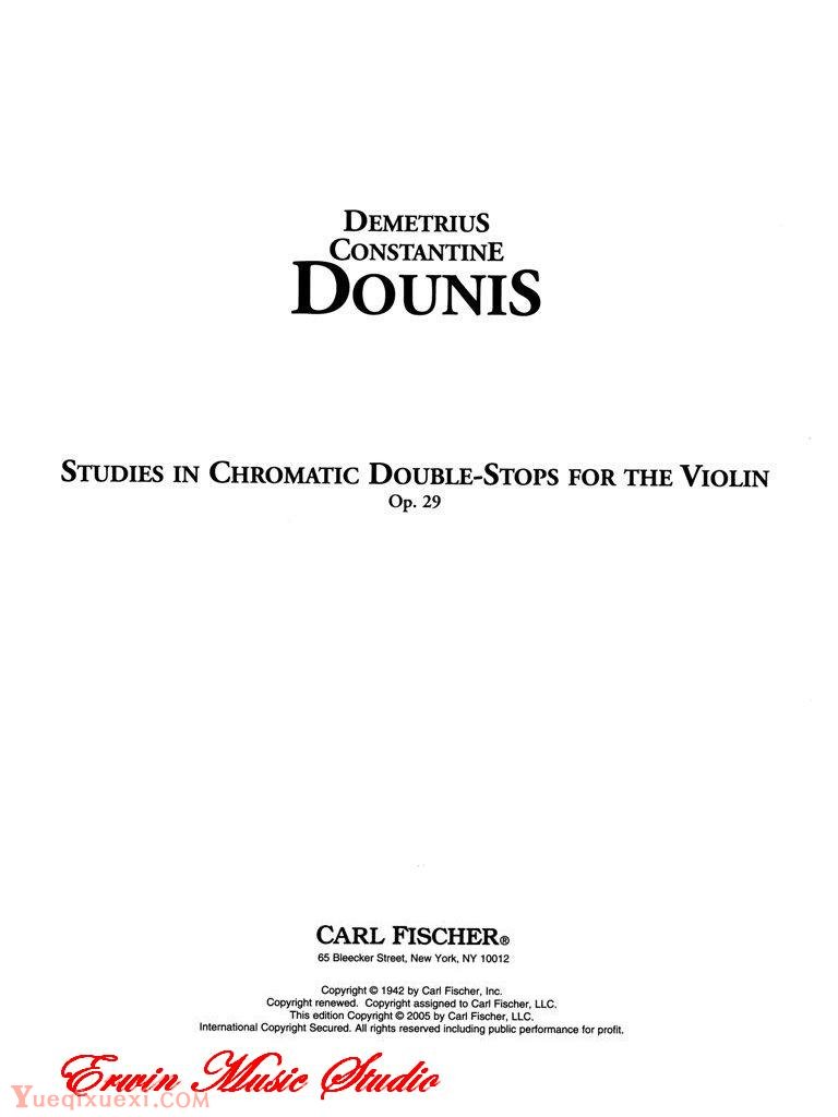 德米特里 康斯坦丁 多尼斯,小提琴双音音色练习,作品.29 练习曲谱
