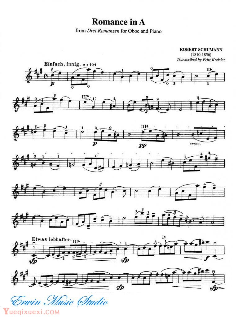 克莱斯勒-罗伯特 舒曼-A大调双簧管和钢琴浪漫曲