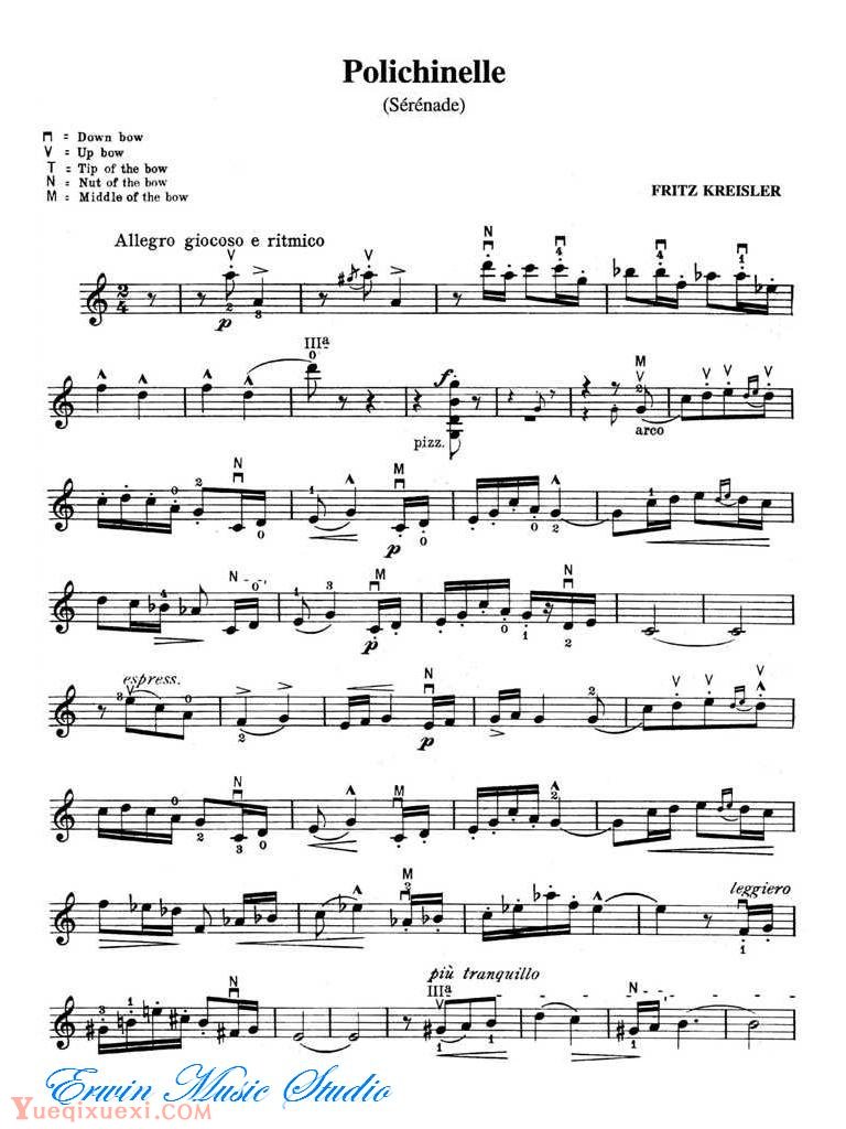 克莱斯勒-丑角 (小夜曲) Fritz Kreisler,  Polichinelle  Serenade