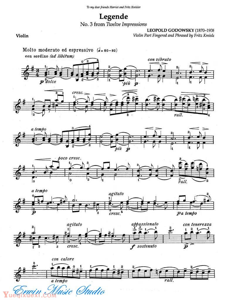 克莱斯勒-戈多夫斯基-传奇曲 第3号 Fritz Kreisle, Leopold Godowsky,  Legende