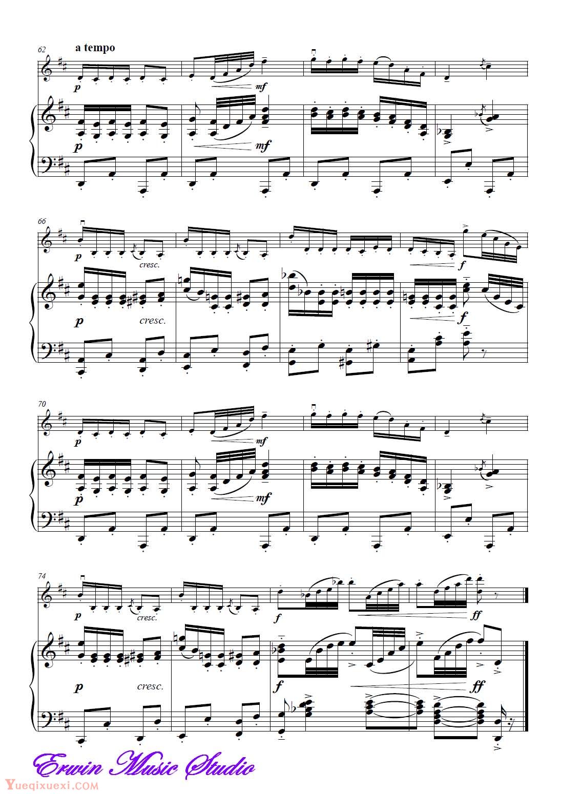 彼得 伊里奇 柴可夫斯基-芦笛舞 选自胡桃夹子 作品.71 钢琴伴奏