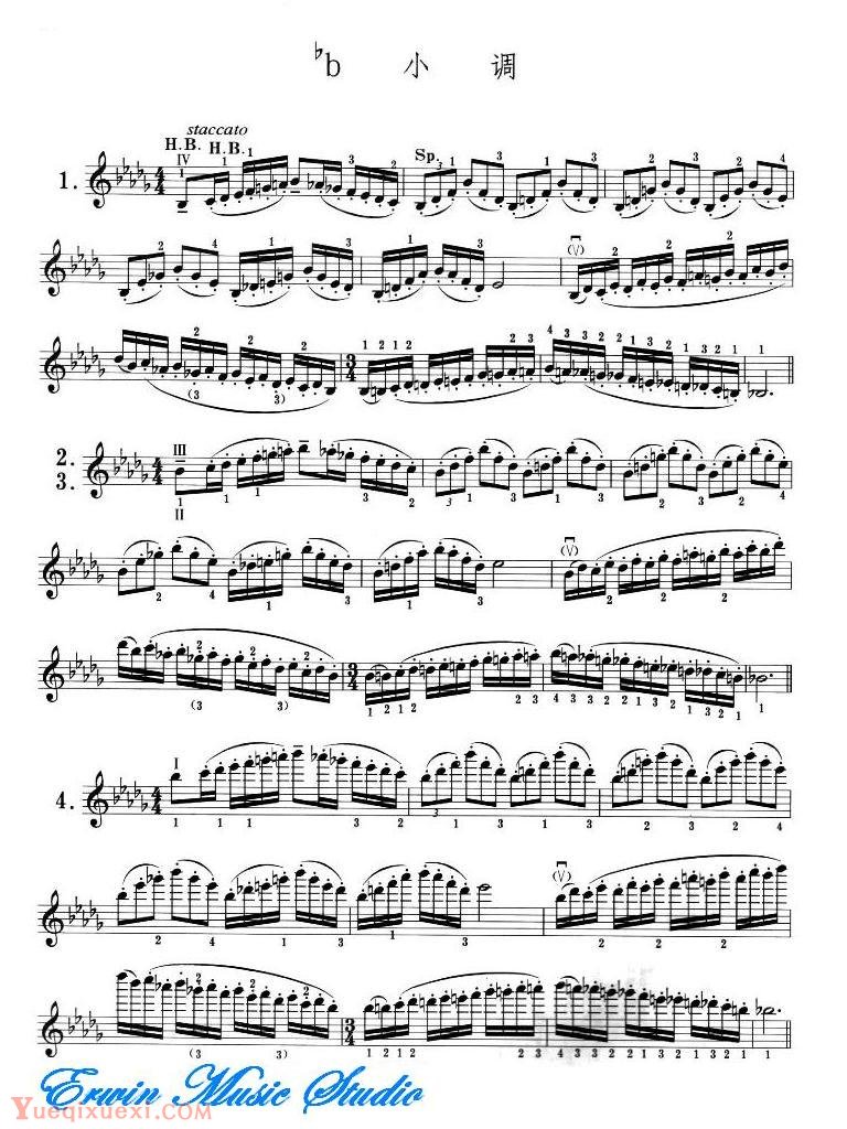小提琴音阶体系 每日大、小調音阶练习12 bb小调