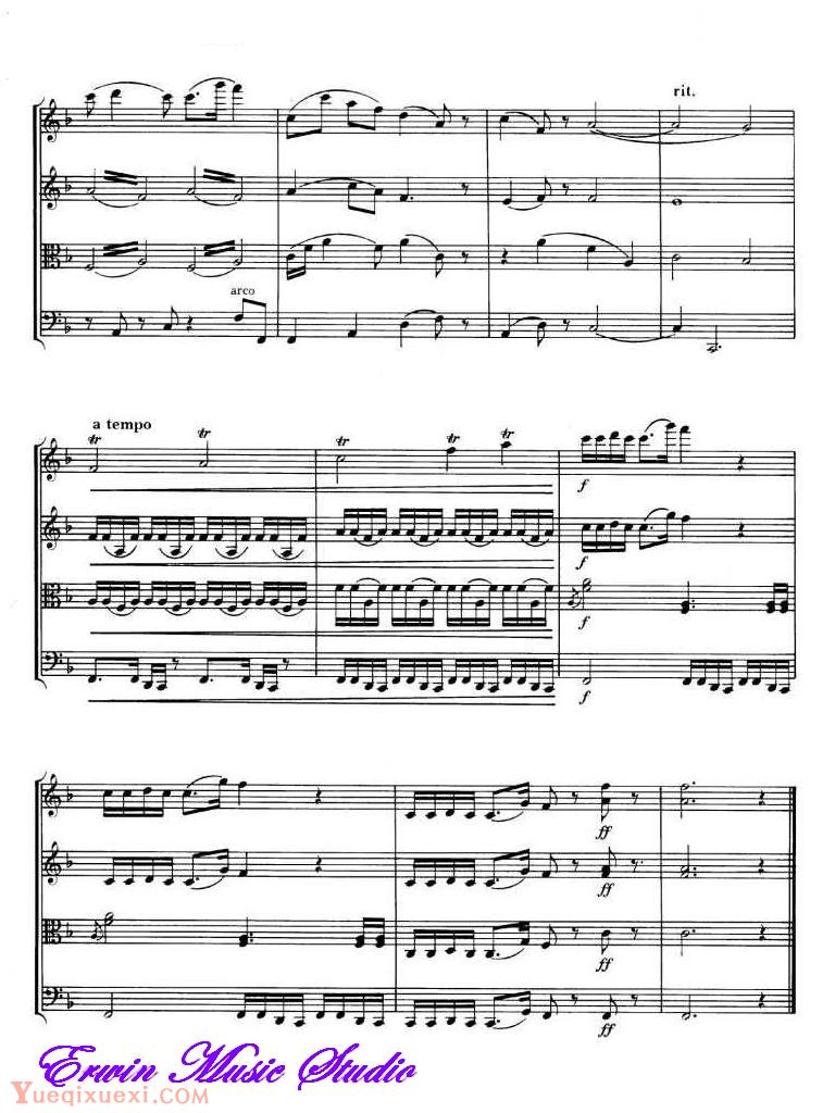 安东 德沃夏克风格-生日快乐 变奏版 弦乐四重奏谱Score Antonin Dvorak Variation Happy Birthday