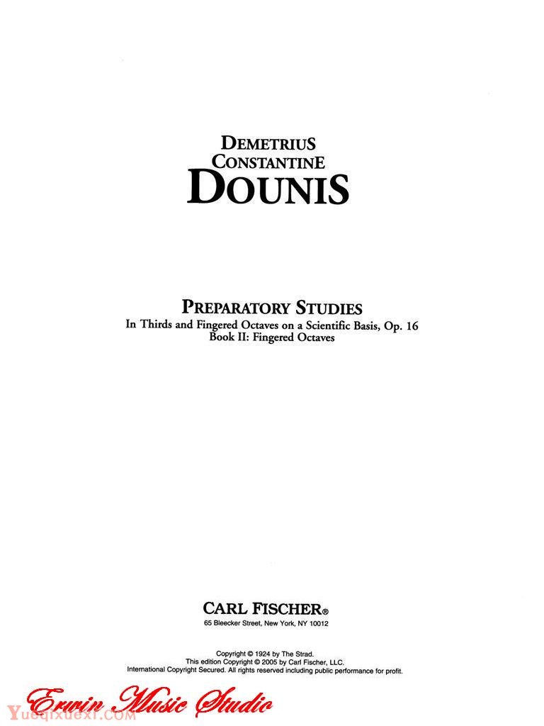 德米特里 康斯坦丁 多尼斯,三度和八度指法预备性基础练习,作品.16,第二册 八度指法