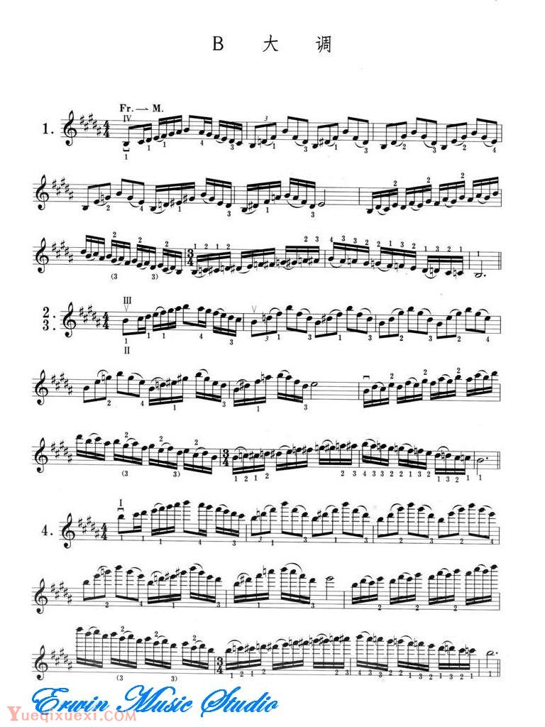 小提琴音阶体系 每日大、小調音阶练习 B大调